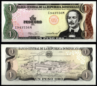 Доминиканская Республика 1 песо 1984 Pick 126 a(2) бумага UNC (пресс) 7191-3-3-2