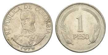 Колумбия 1 песо 1978 KM 258 медно-никель 4663-437