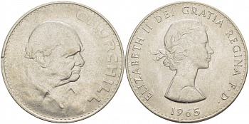 Великобритания 1 крона (5 шиллингов) 1965 Уинстон Черчилль, Елизавета II (1952-2022) KM 910, Spink 4144 медно-никель 118-623