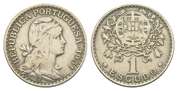 Португалия 1 эскудо 1951 KM 578 никель латунь 4163-723