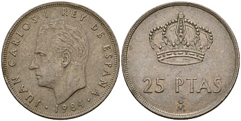 Испания 25 песет 1984 Хуан Карлос I (1975-2014) KM 824 медно-никель 183-146