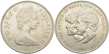 Великобритания 25 пенсов 1981 Королевская свадьба принца Чарльза и леди Дианы, Елизавета II (1952-2022) KM 925, Spink 4229 медно-никель 107-932