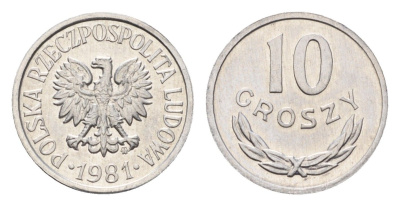 Польша 10 грошей 1981 Y AA47 алюминий UNC 3458-939