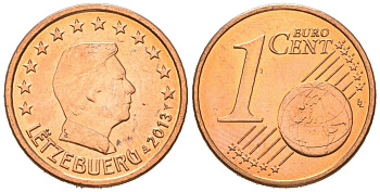 Люксембург 1 евроцент 2013 KM 75 сталь плакированная медью UNC 4618-815