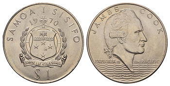 Самоа 1 тала 1970 200 лет путешествиям капитана Кука KM 9 медно-никель UNC 4677-824