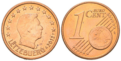 Люксембург 1 евроцент 2013 KM 75 сталь плакированная медью UNC 4618-815
