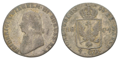 Пруссия 4 гроша 1804 A, Фридрих Вильгельм III (1797-1840) KM 370 серебро 4619-226