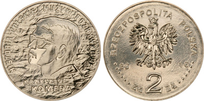 Польша 2 злотых 2010 MW, серия история польской музыки, Кшиштоф Комеда (Krzysztof Komeda) KM 727 нордик UNC 4676-655