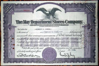 США, The May Department Stores Company 25 акций 1936 бумага 8802-77-1