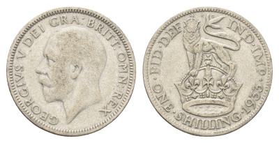 Великобритания 1 шиллинг 1933 Георг V (1910-1936) KM 833, Spink 4039 серебро 4116-1215