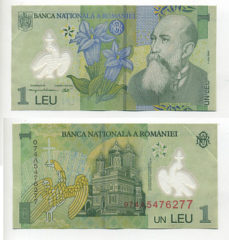 Румыния 1 лей 2005 (2007) Николае Йорга, Успенский собор Pick 117 c пластик 7217-17-1