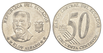 Эквадор 50 сентаво 2000 KM 108 нержавеющая сталь 4661-1115