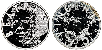 Нидерланды 5 евро 2003 150 лет со дня рождения Винсента ван Гога (1853-1890), в коробке с сертификатом KM 245 серебро PROOF 7-6-1-42