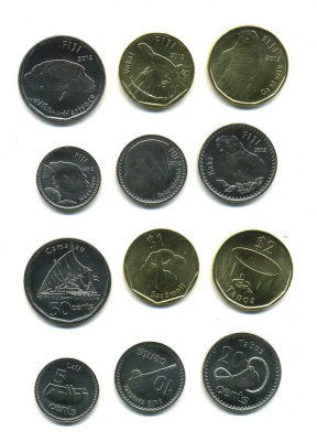 Фиджи лот из 6 монет 2012 5, 10, 20, 50 центов, 1, 2 доллара UNC N2-19
