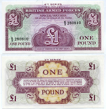 АНГЛИЯ 1 ФУНТ 1962 ДЛЯ ВООРУЖЕННЫХ СИЛ, ЧЕТВЕРТЫЙ ВЫПУСК Pick М 36 бумага UNC (ПРЕСС) 6317-43-3