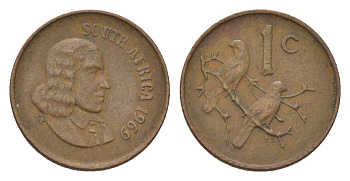 ЮАР 1 цент 1969 SOUTH AFRICA KM 65.1 бронза 4627-157
