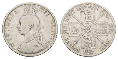 Великобритания 2 шиллинга (флорин) 1891 Виктория (1837-1901) KM 762, Spink 3925 серебро 443-1422