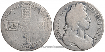 Англия 1 крона 1696 Вильгельм III (1694-1702) KM 486, Dav. 3781, Spink 3470 серебро 00-000-00