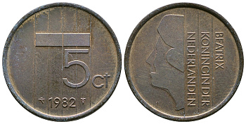 Нидерланды 5 центов 1982 Беатрикс (1980-2013) KM 202 бронза 4175-754