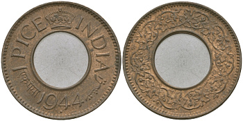 Британская Индия 1 пайс 1944 Георг VI (1936-1952) KM 533 бронза 33-1115