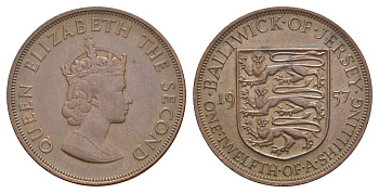 Джерси 1/12 шиллинга 1957 KM 21 бронза 4542-334