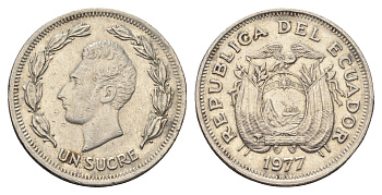 Эквадор 1 сукре 1977 KM 83 сталь плакированная никелем 4663-745