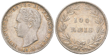 Португалия 100 реалов 1874 Луиш I (1861-1889) KM 510 серебро 272-1724