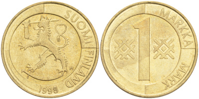 ФИНЛЯНДИЯ 1 МАРКА 1998 M KM 76 алюминиевая бронза 4556-722