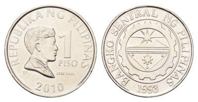 Филиппины 1 песо (писо) 2010 KM 269a сталь плакированная никелем UNC 4666-711
