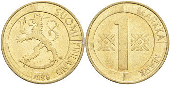 ФИНЛЯНДИЯ 1 МАРКА 1998 M KM 76 алюминиевая бронза 4556-721