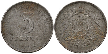 Германия 5 пфеннигов 1918 A KM 19, J. 297 железо 4151-569