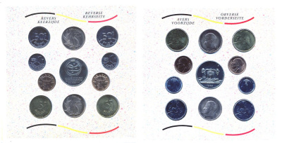Бельгия набор из 10 монет + жетон монетного двора 1989 Belgie-Belgique, королевский монетный двор Бельгии, в оригинальном буклете, в запайке KM MS 1 ВUNC 2-6-3-05