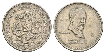 Мексика 500 песо 1987 Мо, Франсиско Игнасио Мадеро KM 529 медно-никель 4661-1213