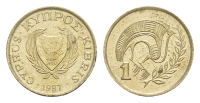 Кипр 1 цент 1987 KM 53.2 никель латунь UNC 4649-1142
