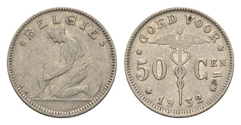Бельгия 50 сантимов 1932 Belgie, Альберт I (1909-1934) KM 88 никель 4636-139