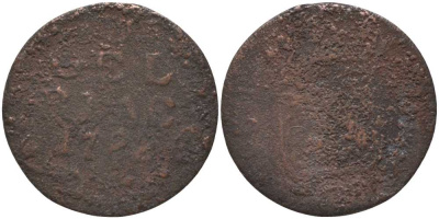 ГЕЛДЕРЛАНД, НИДЕРЛАНДЫ 1 ДУИТ 1788 GELDERLAND KM 105 медь 117-543