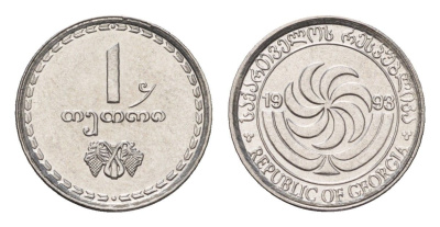 Грузия 1 тетри 1993 год-тип KM 76 нержавеющая сталь UNC 4685-557