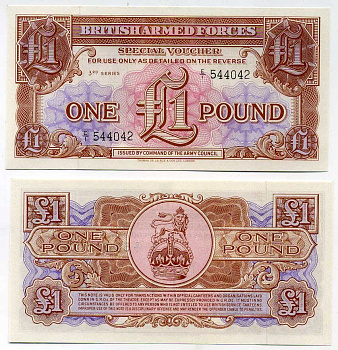 Великобритания, Британские вооруженные силы 1 фунт 1956 серия 3 Pick M29 бумага UNC (пресс) 7202-46-3