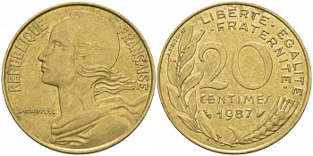 ФРАНЦИЯ 20 САНТИМОВ 1987 KM 930 медь алюминий никель 4402-1013