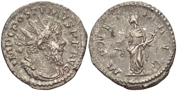 Римская Империя (императоры в Галлии) антониниан 260 - 269 Постум. IMP C POSTVMVS P F AVG / MONETA AVG, Монета с весами и рогом Изобилия, Колония Агриппины, Good Very fine RIC 315 биллон 1073-12-96