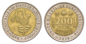 Западная Африка (BCEAO) 200 франков 2010 KM 14 биметалл 4656-935