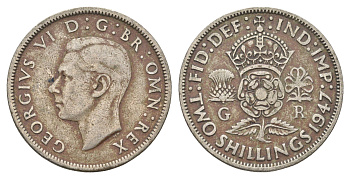 Великобритания 2 шиллинга (флорин) 1947 Георг VI (1936-1952) KM 865, Spink 4102 медно-никель 4663-244