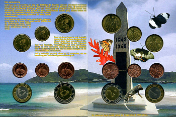 Остров Сен-Мартен набор из 8 монет 2005 1 евроцент-2 евро, европробники, в оригинальном буклете UNC 00-00-00