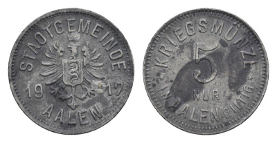 Ален 5 пфеннигов 1917 Funck 2.4, Men05 100.1, Men18 143.1 цинк 4516-319
