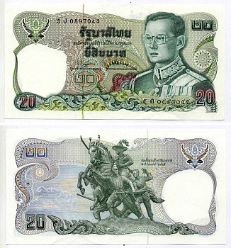 Таиланд 20 бат 1981 Рама IX, подпись 74, серия 5 J Pick 88 (17) бумага aUNC 8615-6-2-2