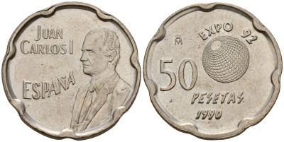 Испания 50 песет 1990 EXPO 92, Хуан Карлос I (1975-2014) KM 852 медно-никель    4597-154
