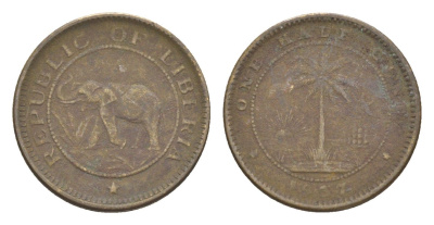 Либерия 1/2 цента 1937 KM 10 латунь 4614-848