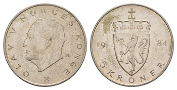 Норвегия 5 крон 1984 Улаф V (1957-1991) KM 420 медно-никель 4162-621