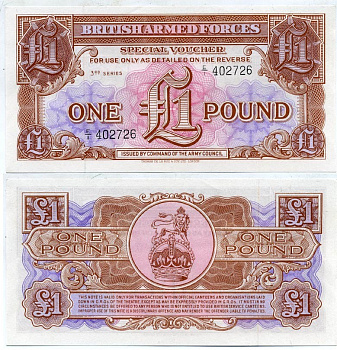 Великобритания, Британские вооруженные силы 1 фунт 1956 серия 3 Pick M29 бумага UNC (пресс) 6289-40-4-1