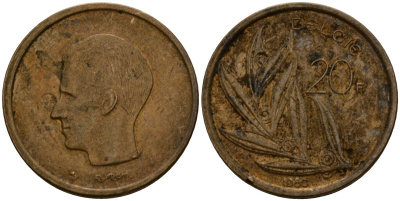 Бельгия 20 франков 1980 Belgie, Бодуэн I (1951-1993) KM 160 никель бронза 4599-141